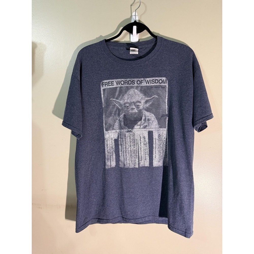Star Wars Yoda Free Words of Wisdom Graphic T-Shirt Jerzees Dri-Power Blue L